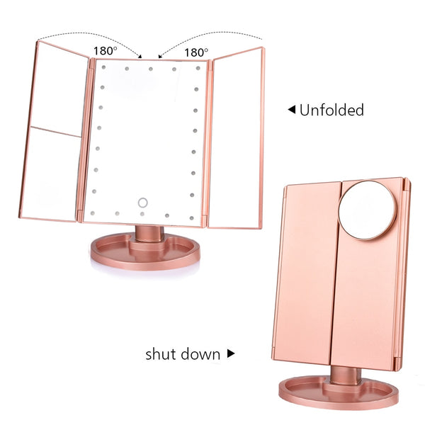 Tri-Fold Vanity Mirror with LED